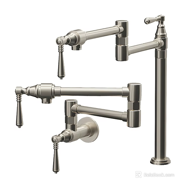 Modern Sleek Stainless Steel Kitchen Faucets With Multiple Design Styles 3d model 