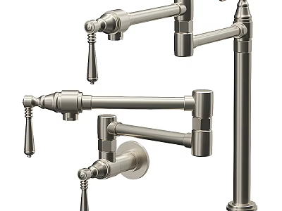 Modern Sleek Stainless Steel Kitchen Faucets With Multiple Design Styles 3d model