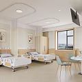Modern Hospital Ward Interior With Two Beds Window TV And Table Chairs