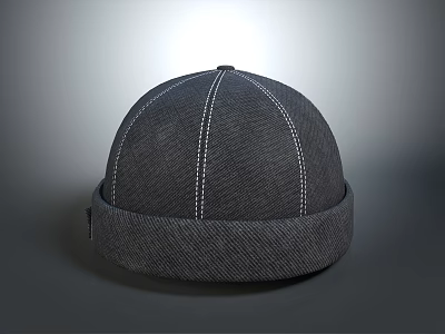Gray Fabric Hat With Stitched Seam Design Comfortable For Daily Use 3d model