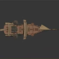 3D Model Of Ancient Sailing Ship With Multiple Sails Wooden Hull And Decorative Details