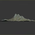 Scenic Landscape Terrain Model With Blue Green Beige Colors And Mountain Valley Patterns
