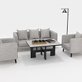 Modern Minimalist Living Room Furniture With Gray Sofa Armchairs Coffee Table And Floor Lamp