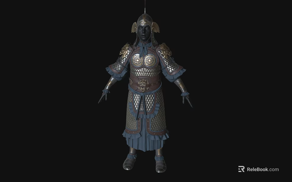 Ancient Warrior Armor As Historical Battle Weapon With Metal Plates And Decorative Details 3d model 