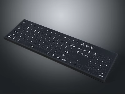 Black Full Size Computer Keyboard With Standard Key Layout And Electronic Design 3d model
