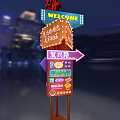 Fuxing Road Specialty Food District Colorful Signpost With Direction Indicators and Store Names