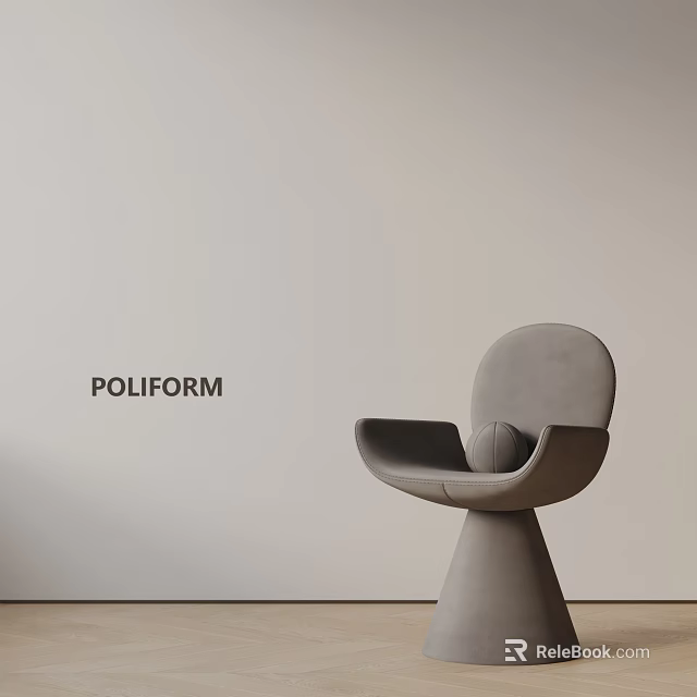 Modern POLIFORM Dining Chair with Sleek Curved Design and Neutral Gray 3d model 