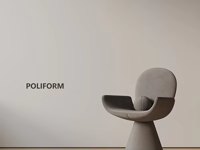 Modern POLIFORM Dining Chair with Sleek Curved Design and Neutral Gray 3d model