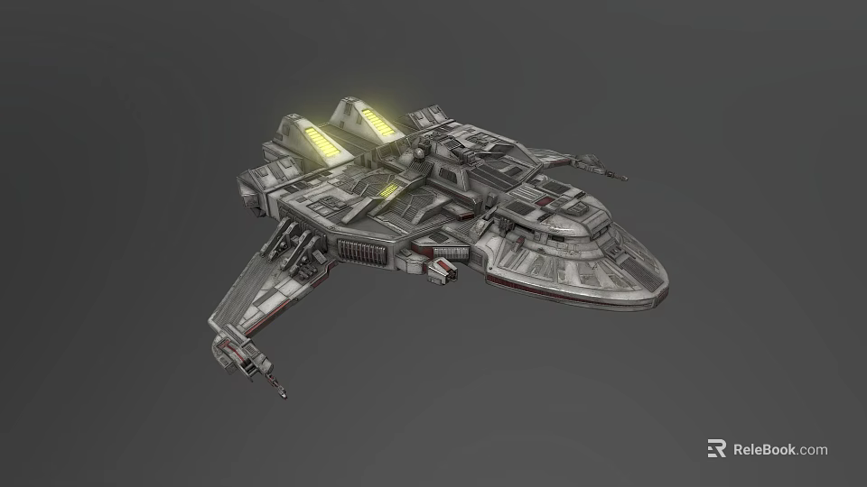 Futuristic Sci Fi Spaceship With Detailed Metallic Structure And Glowing Engines 3d model 