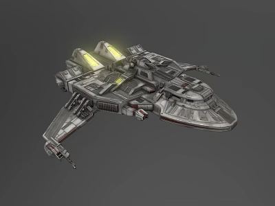 Futuristic Sci Fi Spaceship With Detailed Metallic Structure And Glowing Engines 3d model