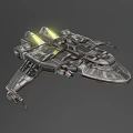 Futuristic Sci Fi Spaceship With Detailed Metallic Structure And Glowing Engines