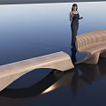 Modern Stylish Outdoor Chair With Wave Design On Wooden Waterfront Structure
