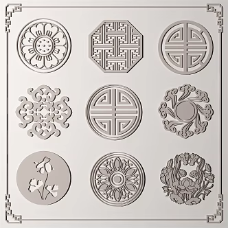 New Chinese Style Carved Window Flower Carved 3d model