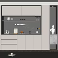 Modern Wine Cabinet Design With Open Shelves Glassware And Decorative Elements 3d model