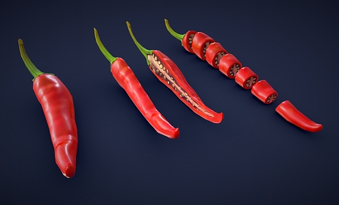 Chili Pepper Red Pepper Segment 3d model