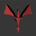 3D Fantasy Dragon Model With Spread Wings Detailed Wing Texture And Standing Pose