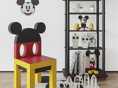 Mickey Chair Children's Chair Toy Storage Rack Storage Rack Mickey Toys 3d model