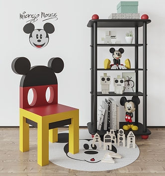 Mickey Chair Children's Chair Toy Storage Rack Storage Rack Mickey Toys 3d model