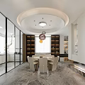 Modern Living And Dining Room Interior With Marble Walls Sofa And TV Unit