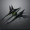 Futuristic Spacecraft With Aerodynamic Design And Green Glowing Accents For Space Exploration