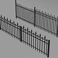 Black Iron Railings with Spiked Tops Sectional Structure for Fencing