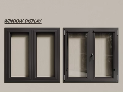 Black Casement Windows Display With Sleek Frame And Clear Glass Design 3d model