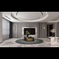 Modern Living Dining Room Interior Design With Gray Sofa Round Rug And Green Plants