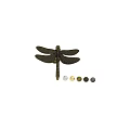 Gold Dragonfly Decorative Ornament Set With Textured Wings And Silver Gold Bases