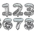 Silver Metallic Number Balloons Set From Zero To Nine For Birthday Party Decorations