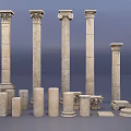 Classical Architectural Columns Collection With Various Styles Capitals And Bases