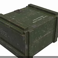 Green Wooden Army Weapon Storage Crate with Explosives Label and Military Property Marking