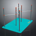 Climbing Playground Structure With Blue Base Gray Poles And Orange Crossbars 3d model