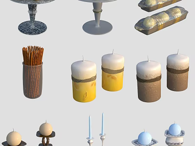 Assorted Homemade Food Items With Breadsticks Loaves And Round Pastries on Trays 3d model