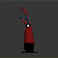 Red Blue Robotic Mechanical Arm Design With Black Base Structure