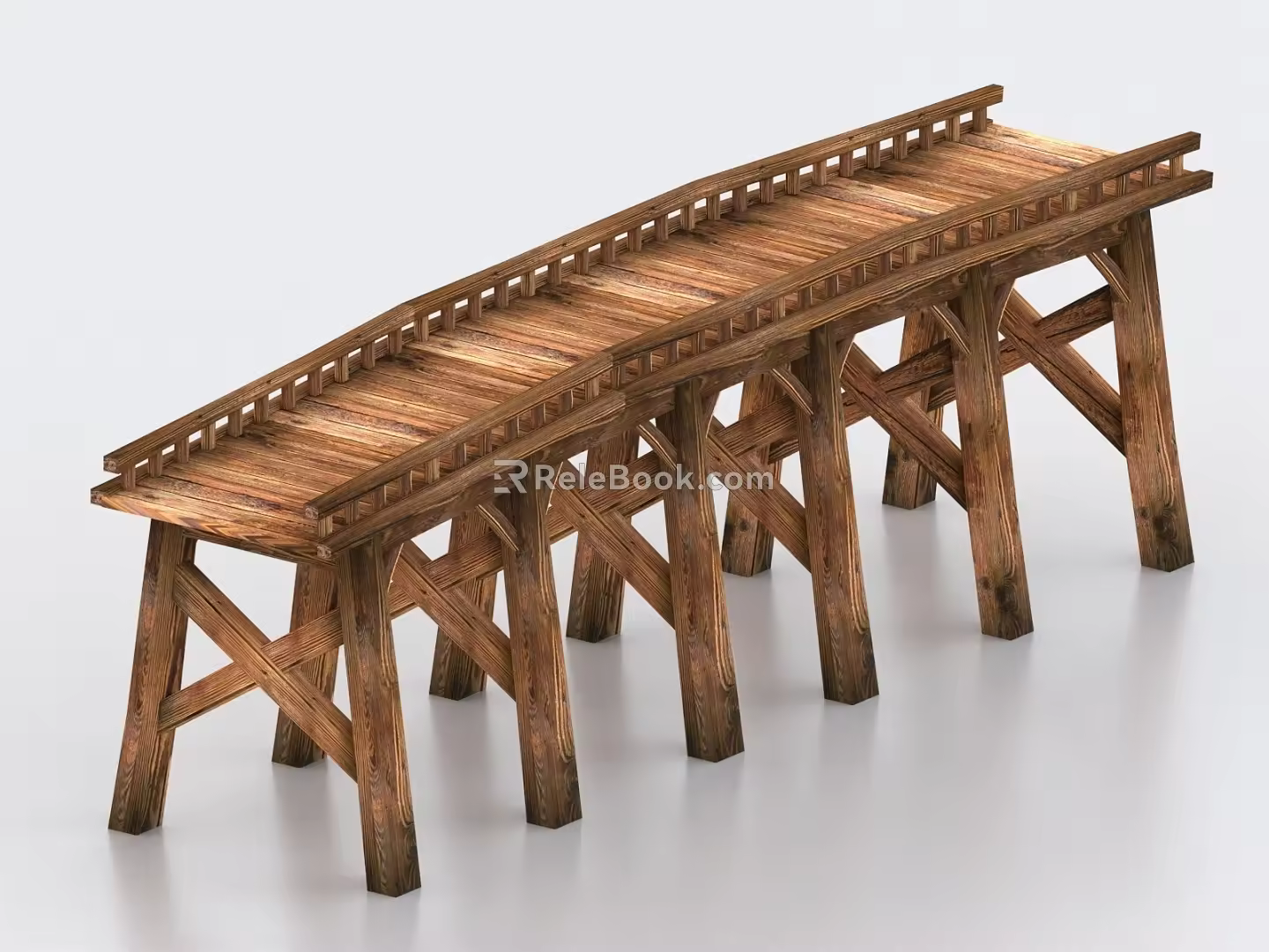 wooden bridge pontoon bridge landscape bridge small bridge arch bridge 3d model