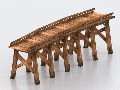 wooden bridge pontoon bridge landscape bridge small bridge arch bridge 3d model