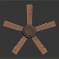 Classic Ceiling Fan With Wooden Blades And Vintage Metal Base Design