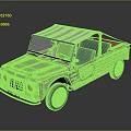 Vintage Light Green Pickup Truck With Striped Canopy And Classic Body Design