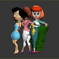 Vibrant Cartoon Female Characters With Various Hairstyles And Colorful Outfits Posing Together