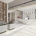 Real Estate Sales Office Modern Interior With White Reception Desk Model Buildings And Marble Floor