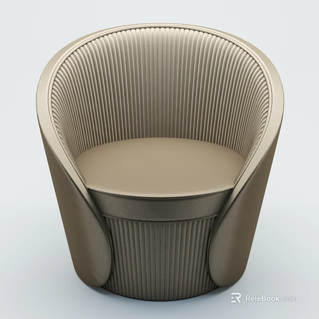 Modern Beige Accent Chair With Vertical Stripes And Sleek Comfortable Design 3d model 