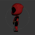Cute Deadpool Action Figure In Red Black Costume With Crossed Swords