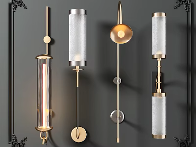 Modern Stylish Wall Lamps With Metal Glass Design Gold Silver Finish For Home Lighting Decoration 3d model