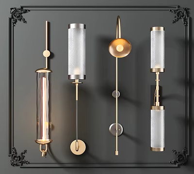 Modern Stylish Wall Lamps With Metal Glass Design Gold Silver Finish For Home Lighting Decoration 3d model