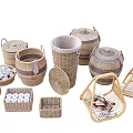 Woven Storage Baskets With Various Styles And Different Shapes For Home Organization 3d model