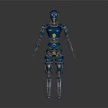 Blue Robot Character Standing With Mechanical Creature In Futuristic Sci Fi Setting 3d model