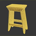 Rustic Wooden Stool Featuring Square Seat Four Legs And Natural Wood Grain Texture
