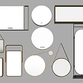 Modern Decorative Mirrors with Various Shapes and Different Frame Designs for Home Decor 3d model