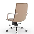 Brown Leather Office Chair With High Back Ergonomic Armrests And Metal Base Swivel Casters