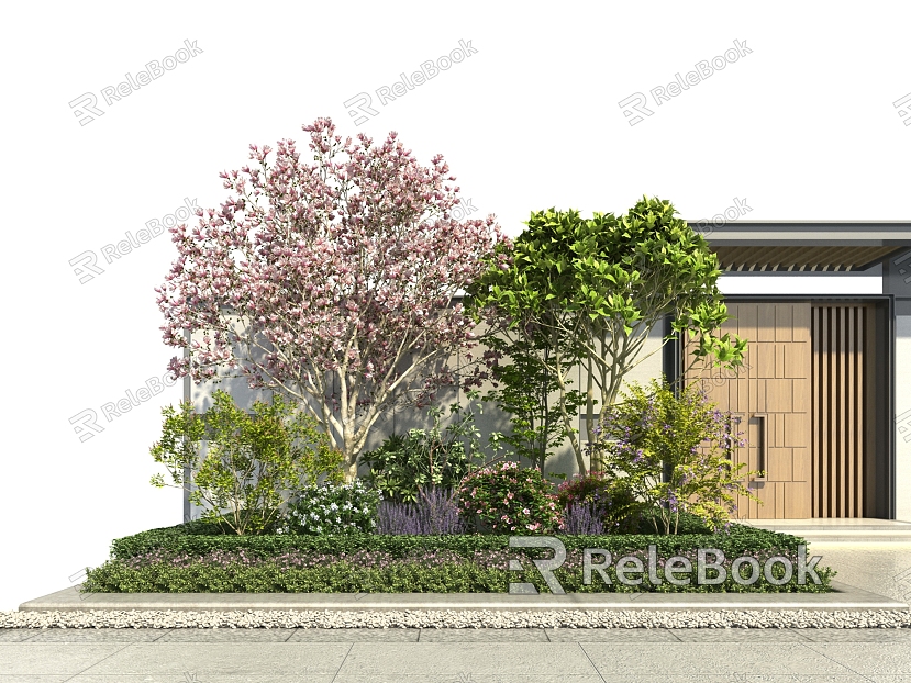 Modern flowerbed plant heap model